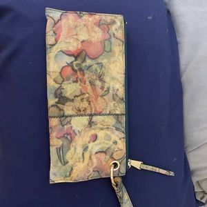 HOBO gold, glitter, floral clutch